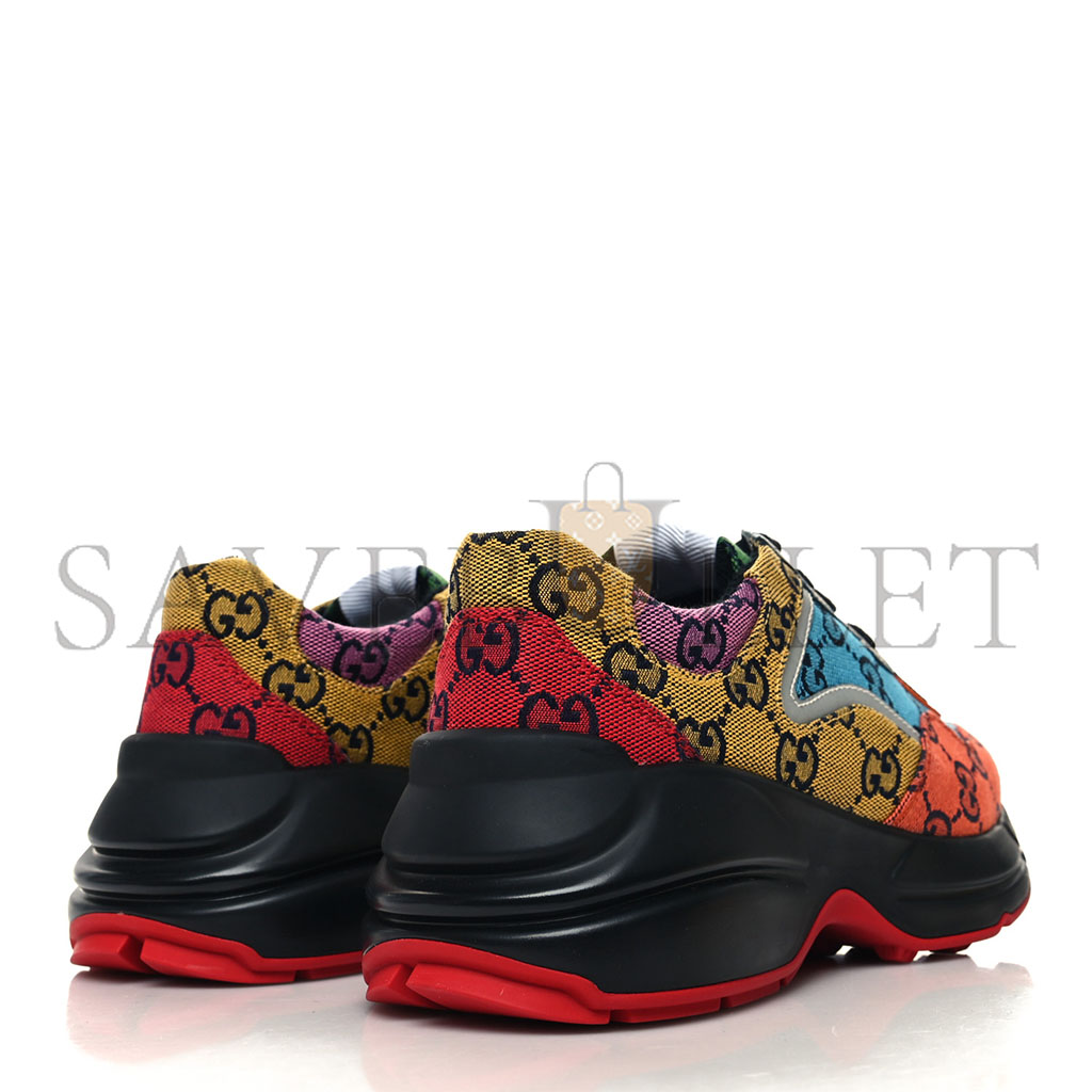 GUCCI MONOGRAM MULTICOLOR GG SUPREME MONOGRAM WOMENS RHYTON SNEAKERS 